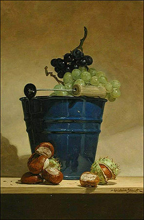 LES RAISINS DANS UN SEAU AVEC LES MARRONS <BR>(GRAPES IN A BUCKET WITH CHESTNUTS)